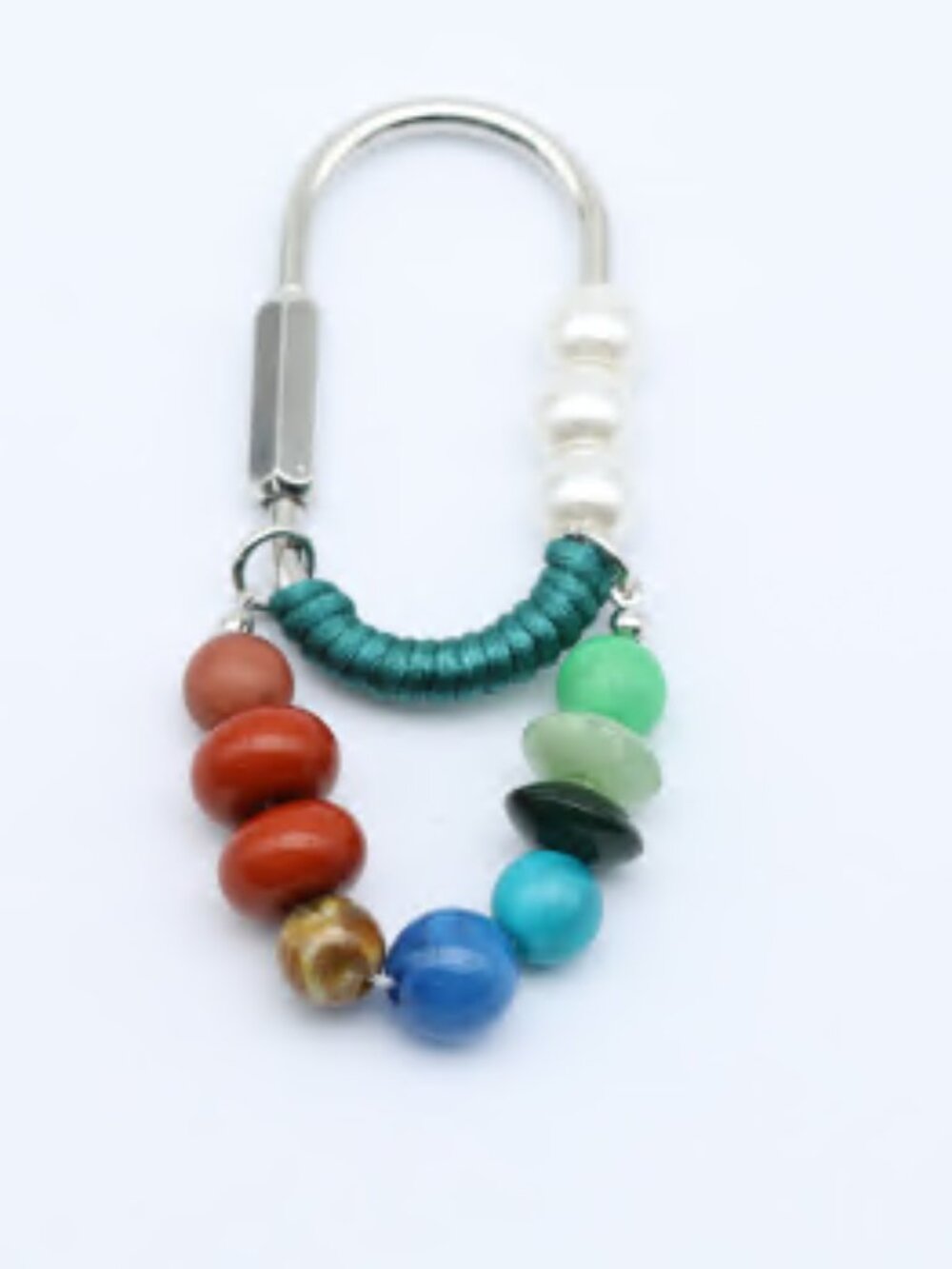 Free People Beaded Horseshoe Carabiner & Pearl Bag Charm Keychain
